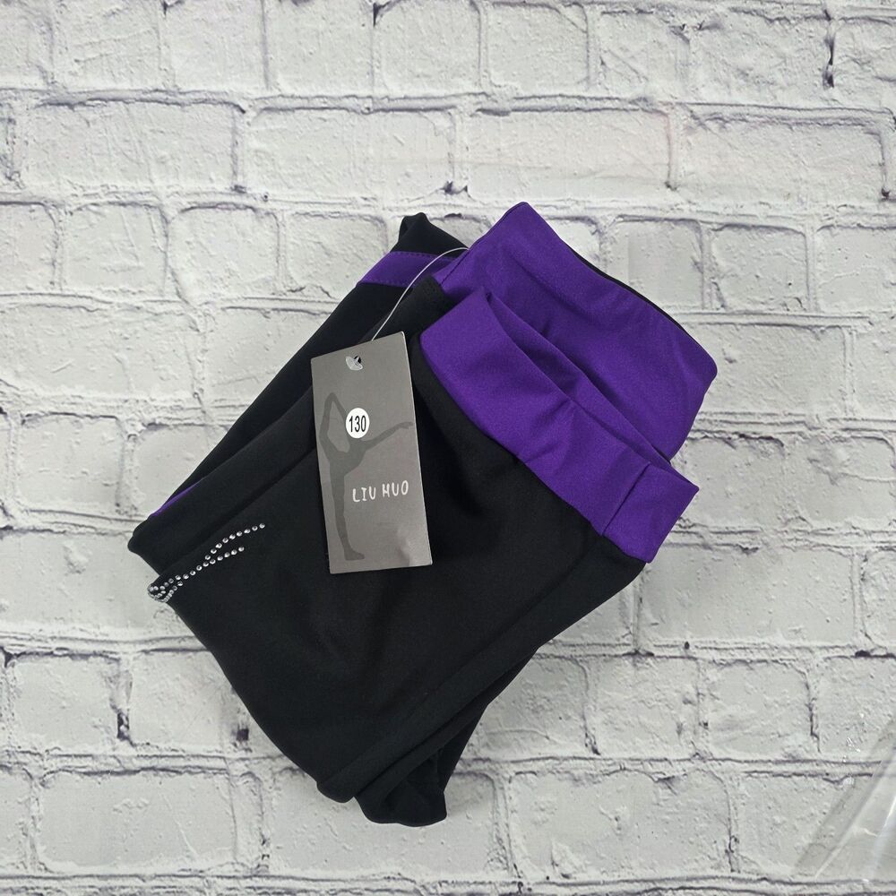 Liu Huo Size (7-8) Black- Purple Leggings Rhinestone